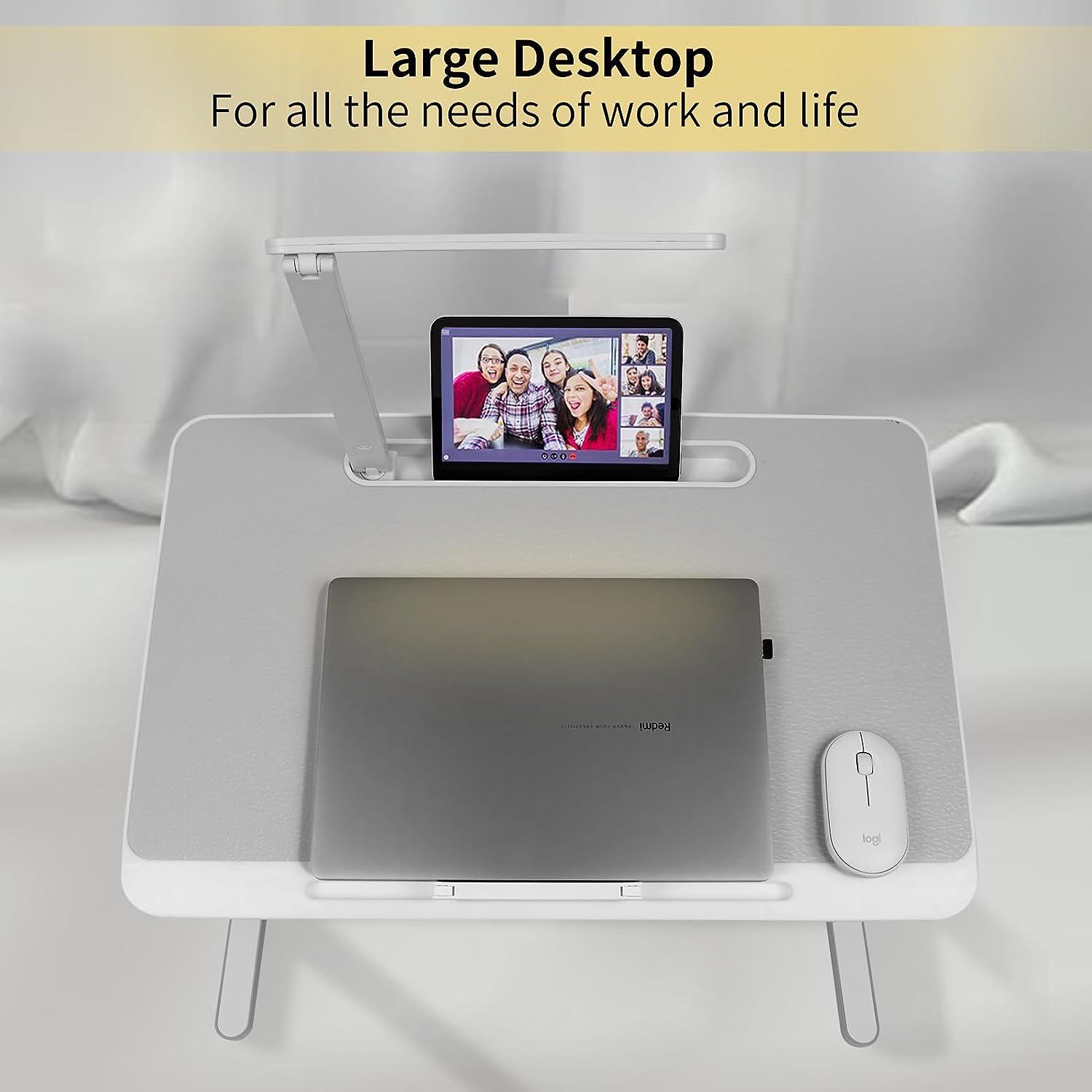 Lap Desk For Laptop, Portable Bed Table Desk, Laptop Desk With LED Light And Drawer, Adjustable Laptop Stand For Bed, Sofa, Study, Reading - Pacisia