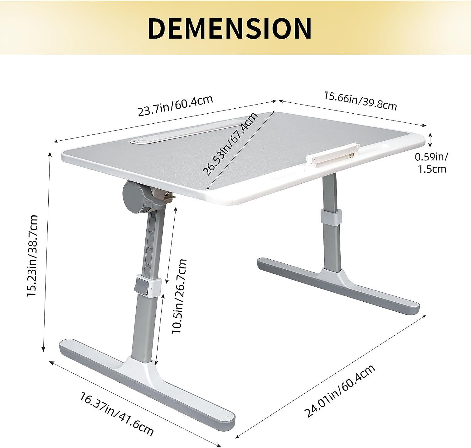 Lap Desk For Laptop, Portable Bed Table Desk, Laptop Desk With LED Light And Drawer, Adjustable Laptop Stand For Bed, Sofa, Study, Reading - Pacisia