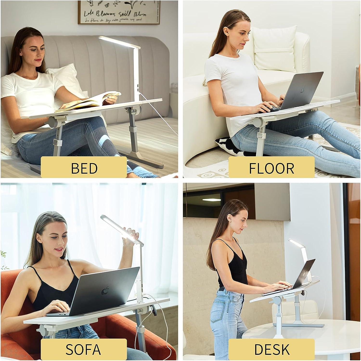 Lap Desk For Laptop, Portable Bed Table Desk, Laptop Desk With LED Light And Drawer, Adjustable Laptop Stand For Bed, Sofa, Study, Reading - Pacisia