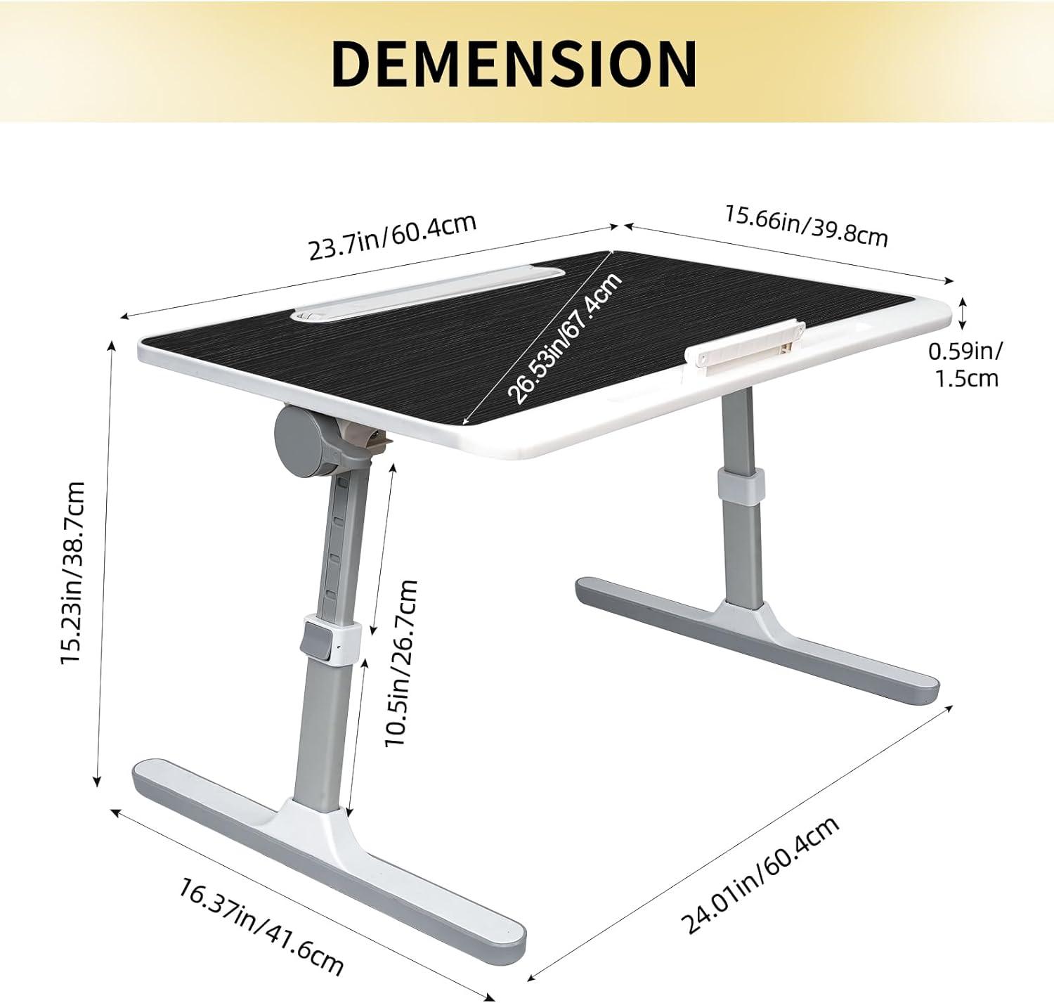 Lap Desk For Laptop, Portable Bed Table Desk, Laptop Desk With LED Light And Drawer, Adjustable Laptop Stand For Bed, Sofa, Study, Reading - Pacisia