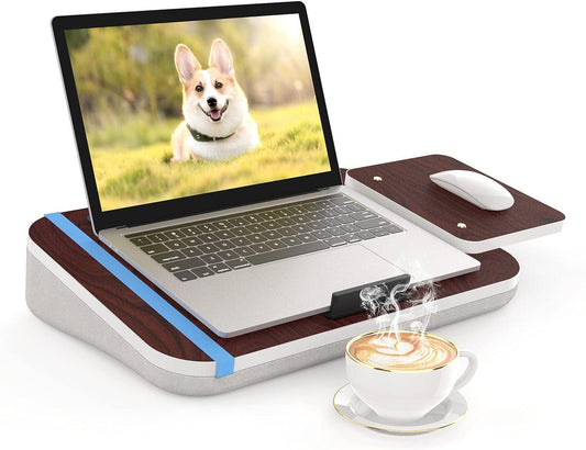 Lap Desk With Cushion, Tablet Holder And Detachable Mouse Tray, Fits Up To 16.1 Inches Laptops, Lap Desk For Bed Couch Sofa And Table - Pacisia