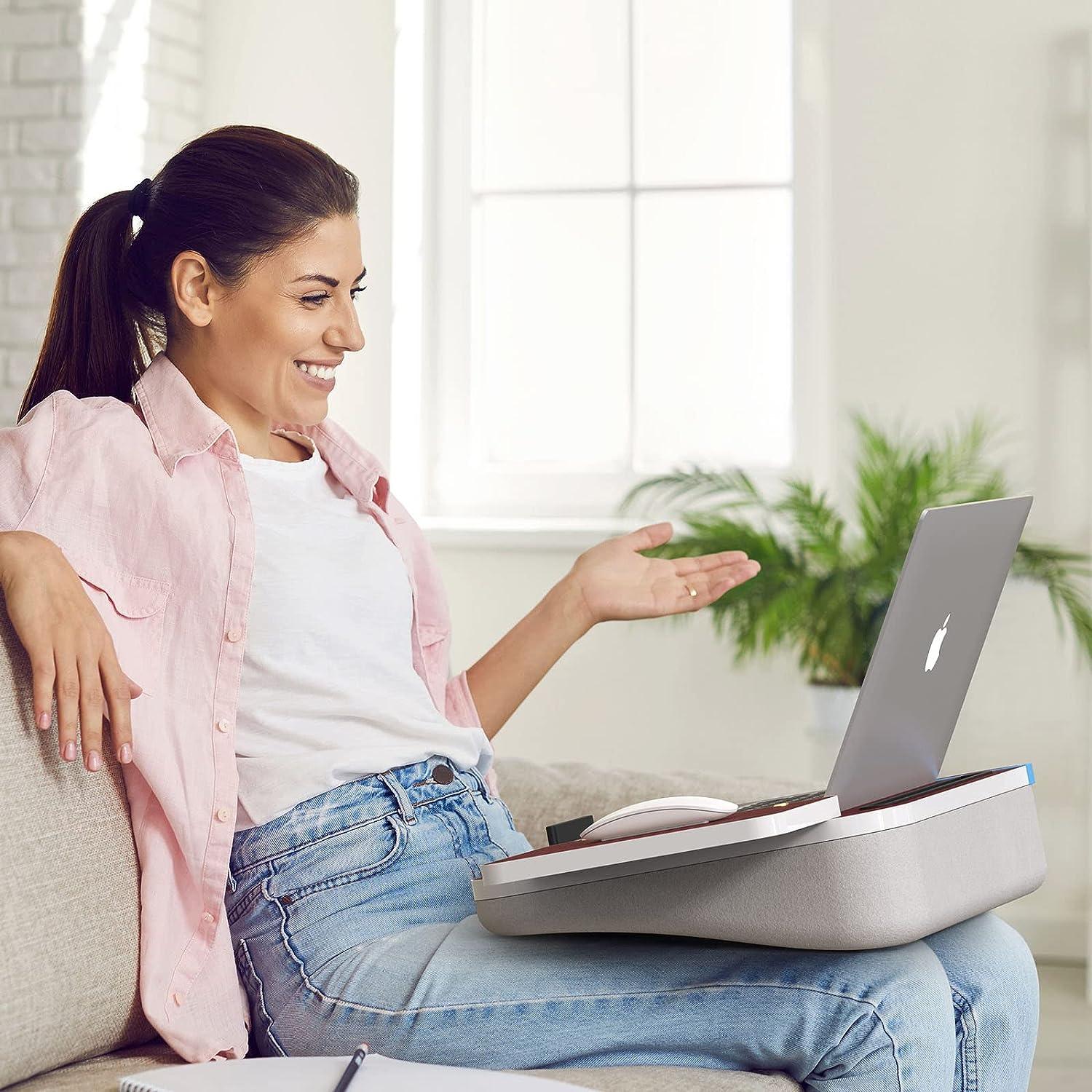 Lap Desk With Cushion, Tablet Holder And Detachable Mouse Tray, Fits Up To 16.1 Inches Laptops, Lap Desk For Bed Couch Sofa And Table - Pacisia