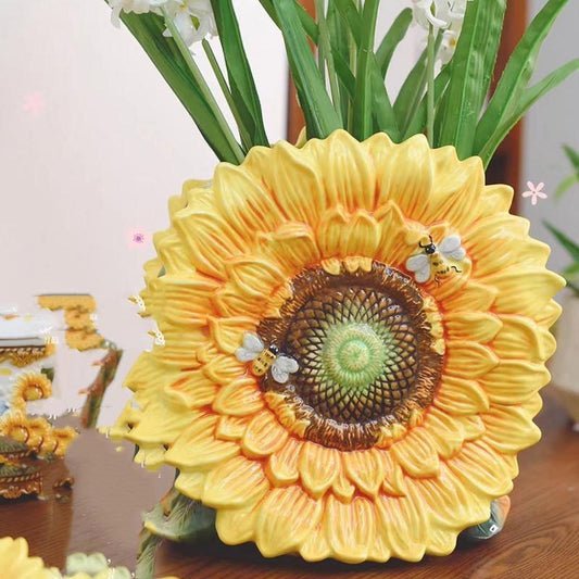 Large Flower Vase Ceramic Sunflower - Pacisia