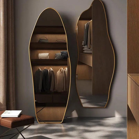 Large Irregular Mirror Bathroom Unbreakable Makeup Wavy Mirror Full Body Adornos Para El Hogar Decoration Home Living Room - Pacisia