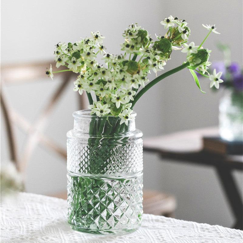 Large Mouth Glass Vase Table Top Flowers Green Planter - Pacisia