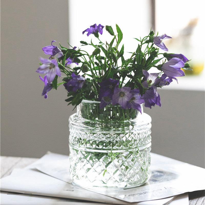 Large Mouth Glass Vase Table Top Flowers Green Planter - Pacisia