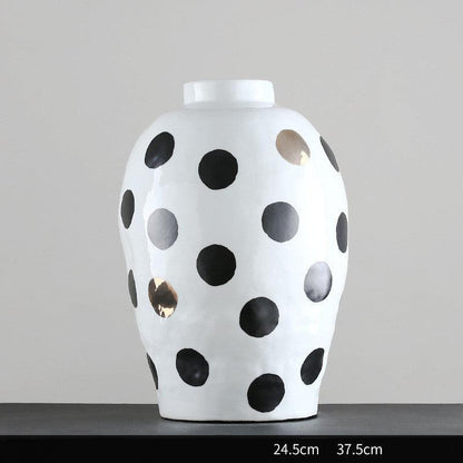 Large Wave Dot Art Big Belly Ceramic Vase Decoration Home - Pacisia