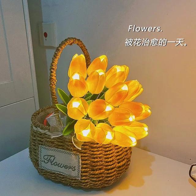 LED Tulip Night Lamp, Simulated Flower Bouquet Imitation Lamp, 5/10Tulips, Household Decoration Atmosphere La - Pacisia