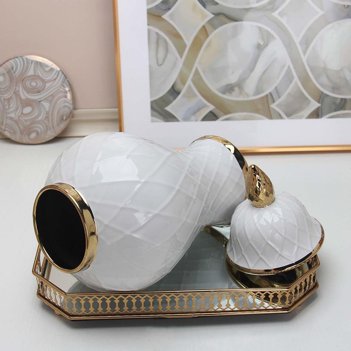 Light Luxury Ceramic Gold Vase Ornaments - Pacisia