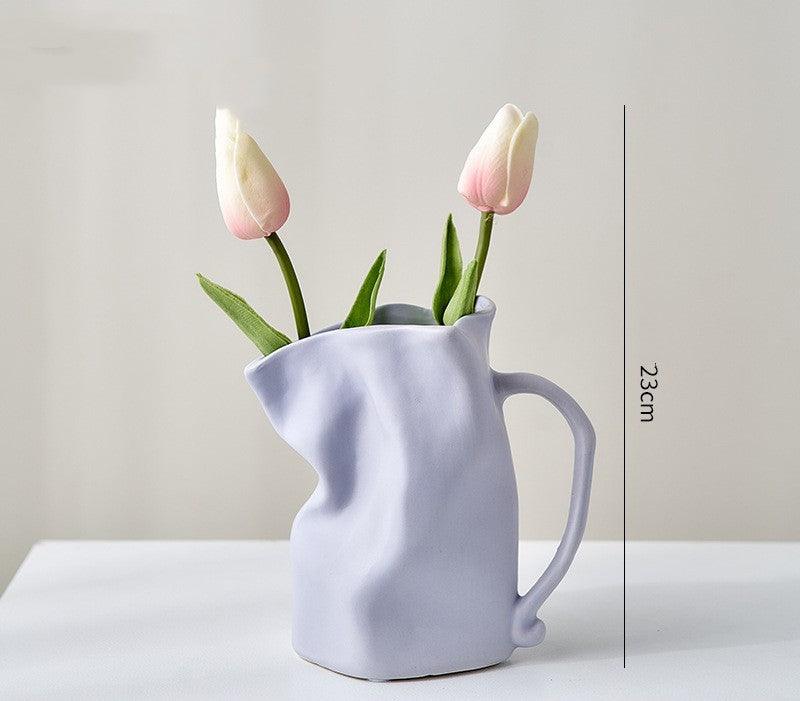 Light Luxury Electroplated Ceramic Fold Kettle Cup Vase Decoration - Pacisia