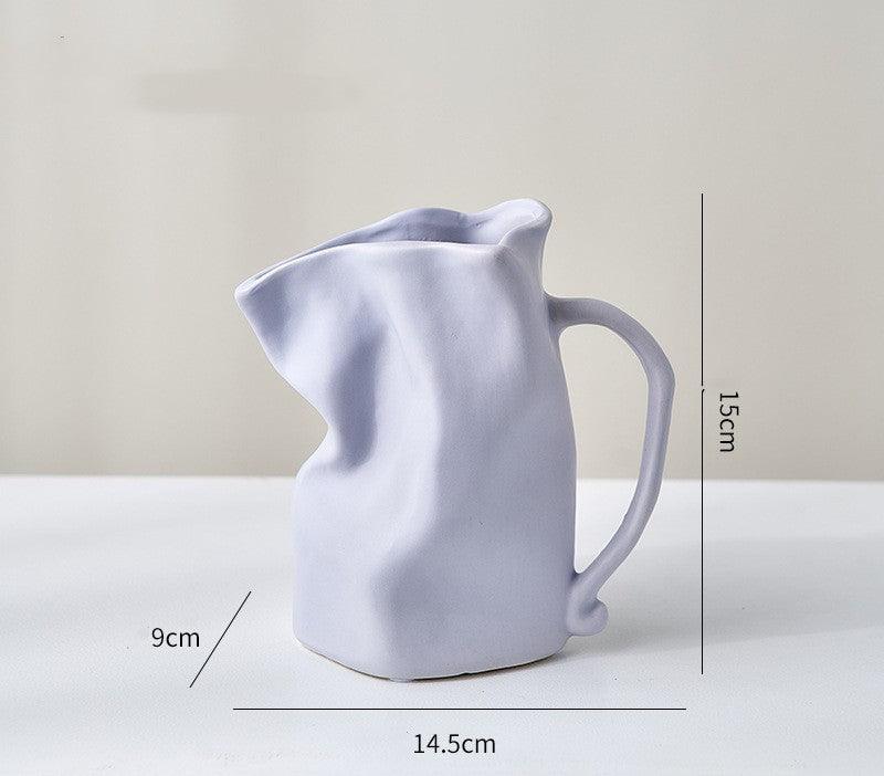 Light Luxury Electroplated Ceramic Fold Kettle Cup Vase Decoration - Pacisia