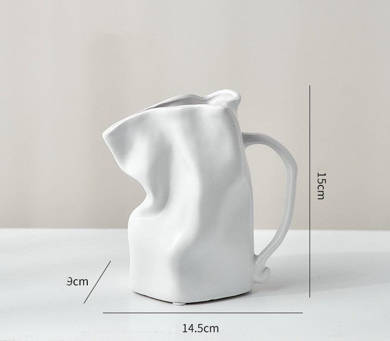 Light Luxury Electroplated Ceramic Fold Kettle Cup Vase Decoration - Pacisia