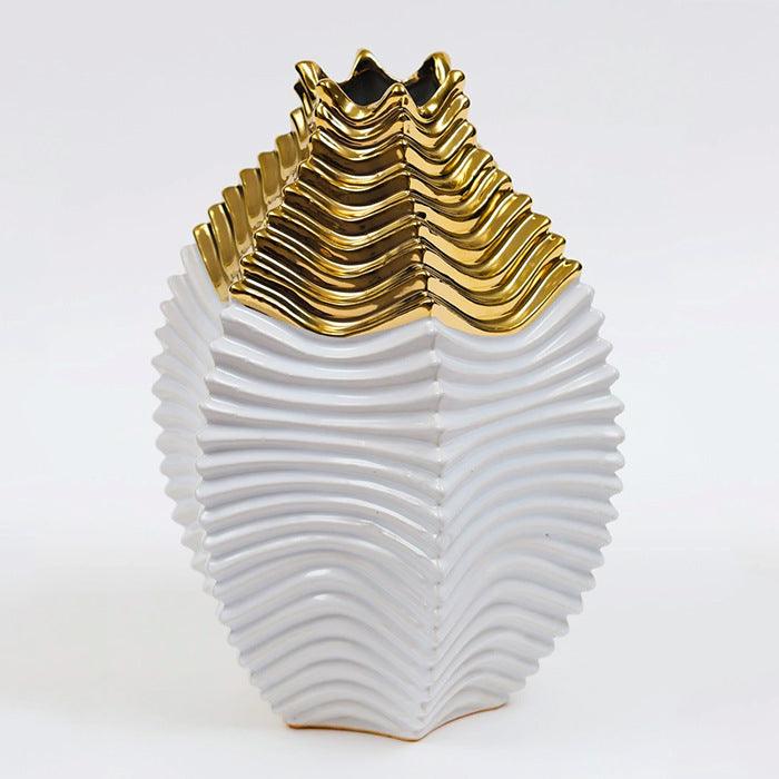 Light Luxury Electroplated Gold Ceramic Vase - Pacisia