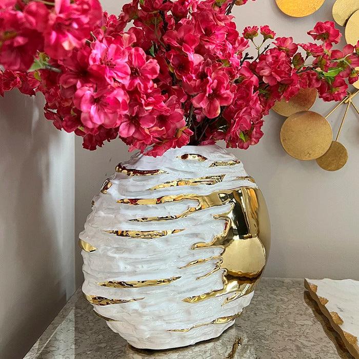Light Luxury Electroplated Gold Ceramic Vase - Pacisia