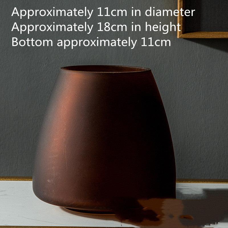 Light Luxury Frosted Coffee Color Glass Vase Decoration - Pacisia