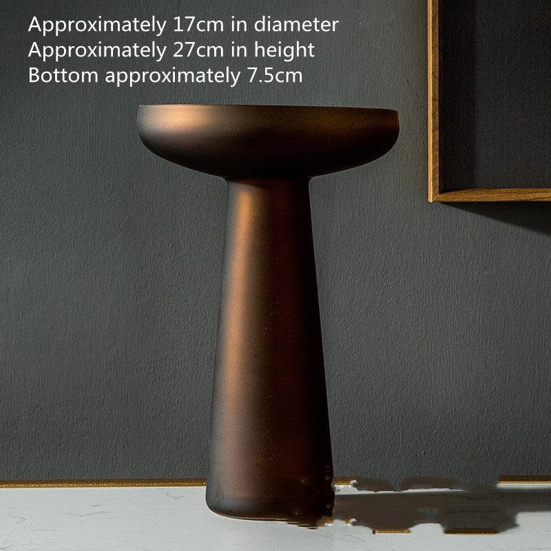 Light Luxury Frosted Coffee Color Glass Vase Decoration - Pacisia