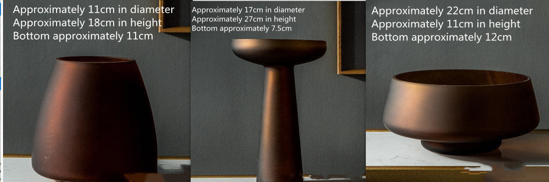 Light Luxury Frosted Coffee Color Glass Vase Decoration - Pacisia