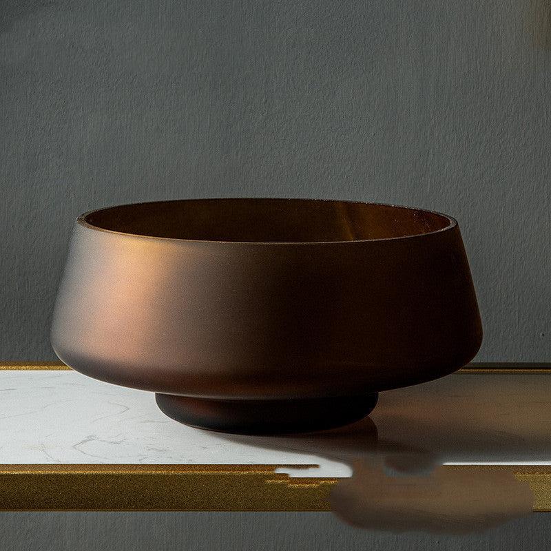 Light Luxury Frosted Coffee Color Glass Vase Decoration - Pacisia