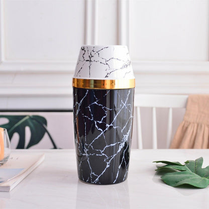 Light Luxury Style Simple Modern Marbled Golden Ceramic Vase - Pacisia