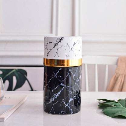 Light Luxury Style Simple Modern Marbled Golden Ceramic Vase - Pacisia