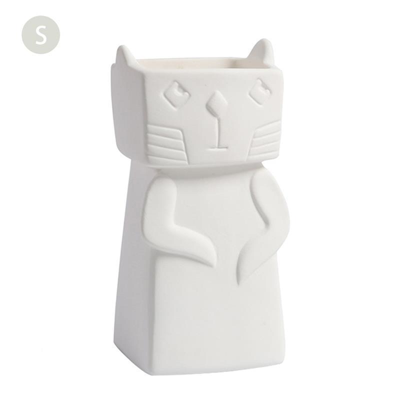 Literary And Modern White Ceramic Small Vase - Pacisia
