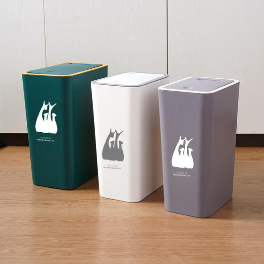 Living Room Bathroom With Lid Press Corner Trash Bin - Pacisia