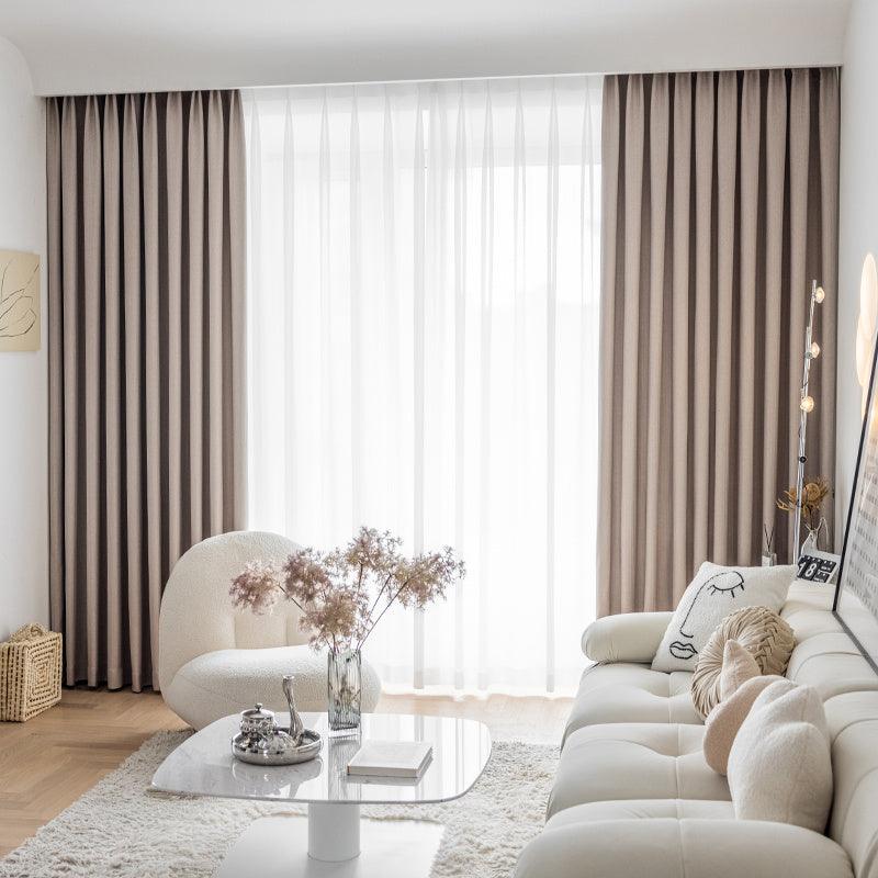 Living Room Bedroom Wheat Grain Solid Color Curtains - Pacisia