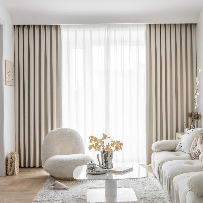 Living Room Bedroom Wheat Grain Solid Color Curtains - Pacisia