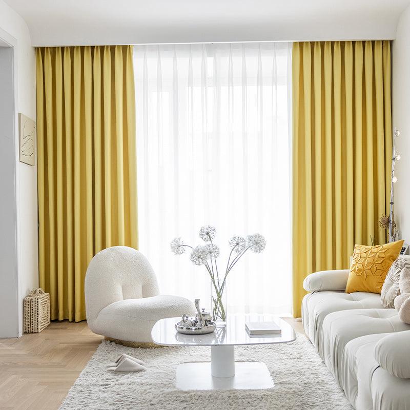 Living Room Bedroom Wheat Grain Solid Color Curtains - Pacisia