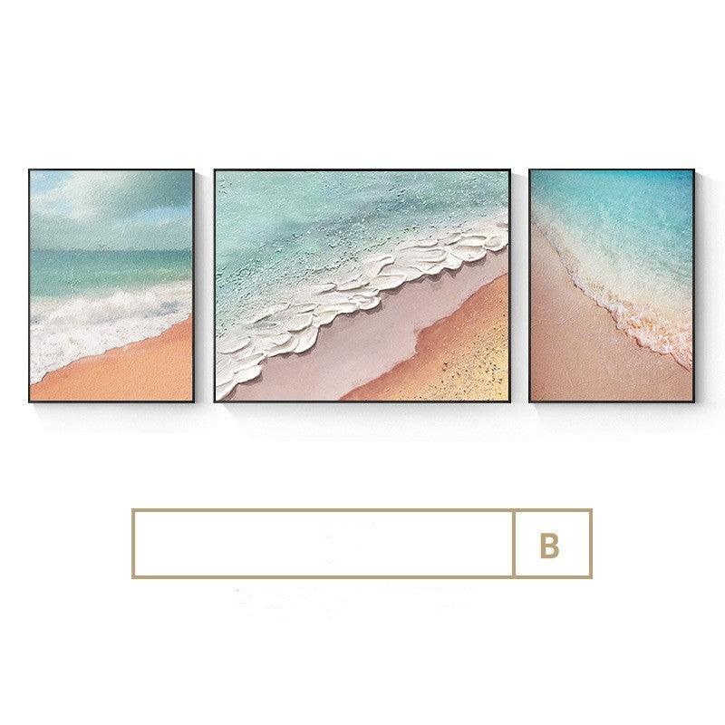 Living Room Decorative Painting Abstract Art Ocean Wave Triptych Sofa Background Wall - Pacisia