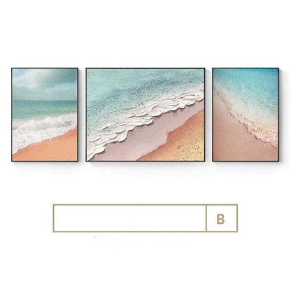 Living Room Decorative Painting Abstract Art Ocean Wave Triptych Sofa Background Wall - Pacisia