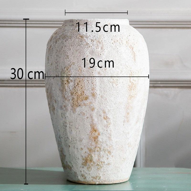 Living Room Flower Arrangement Ceramic Retro Pottery Pot Coarse Pottery Vase - Pacisia