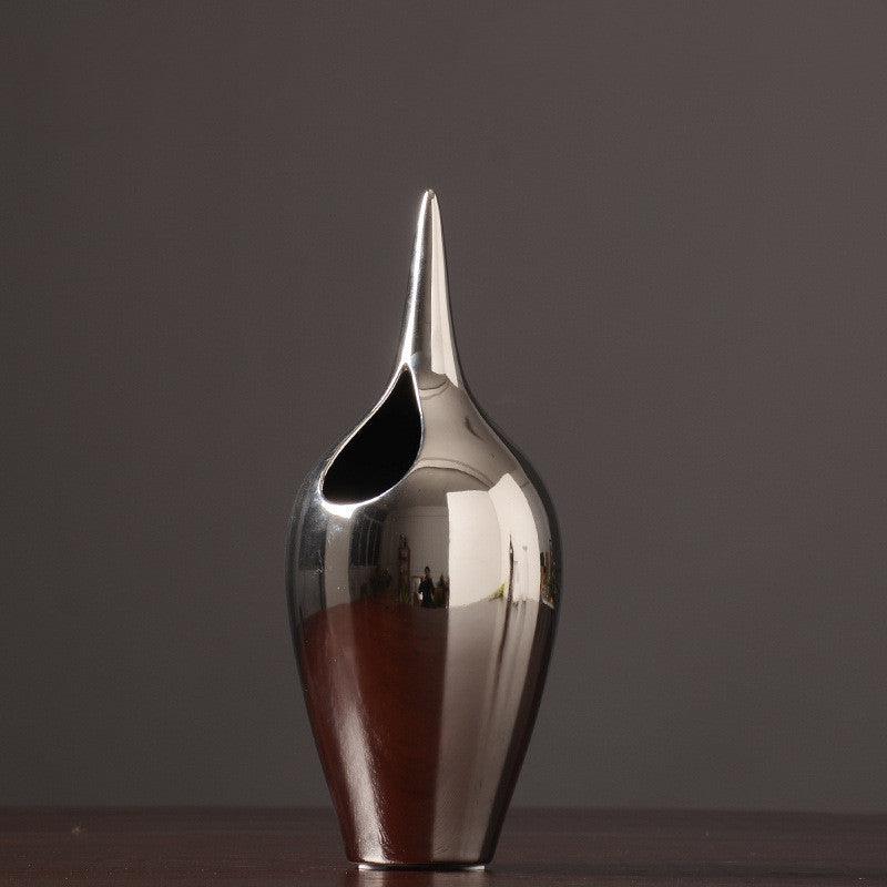 Living Room Porch Decoration European Style Silver Creative Ceramic Vase - Pacisia
