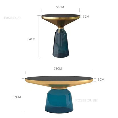 Nordic Glass Coffee Tables for Living Room Furniture Modern Minimalist Glass Round Table Designer Light Luxury Home Coffee Table - Pacisia