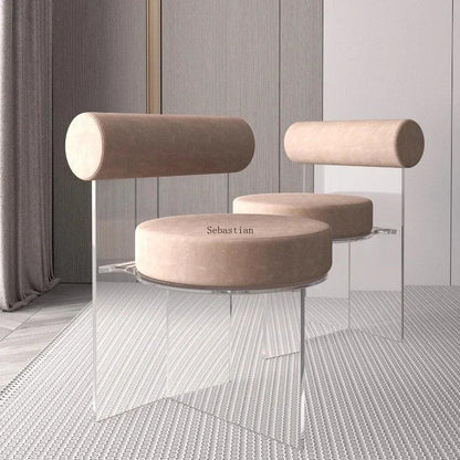 Luxury Bedroom Makeup Stool, Light Luxury Desk and Chair, Internet Famous Acrylic Style Transparent Nail Stool - Pacisia