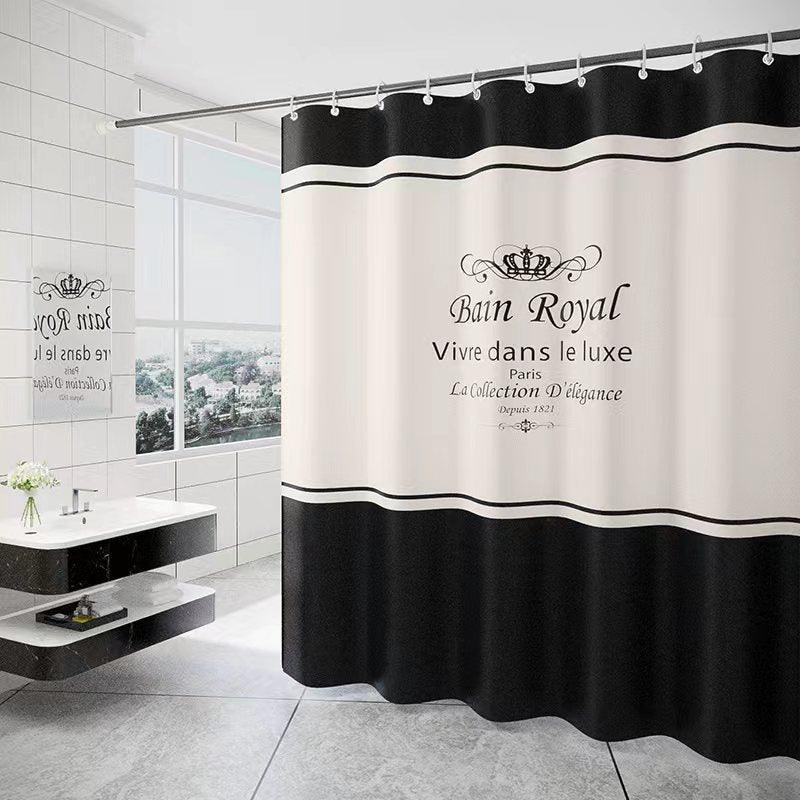 Luxury French Script Shower Curtain - Waterproof Polyester Bathroom Decor - Pacisia