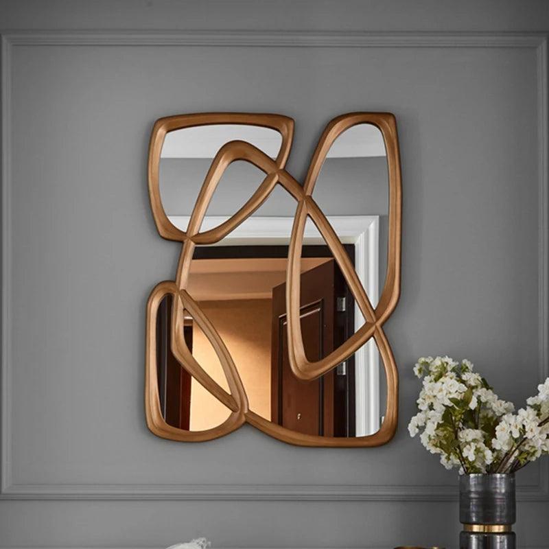 Luxury Wall Decorative Mirrors Wavy Nordic Irregular Gold Decorative Mirrors Large Glass Miroir Mural Room Decoration Aesthetic - Pacisia