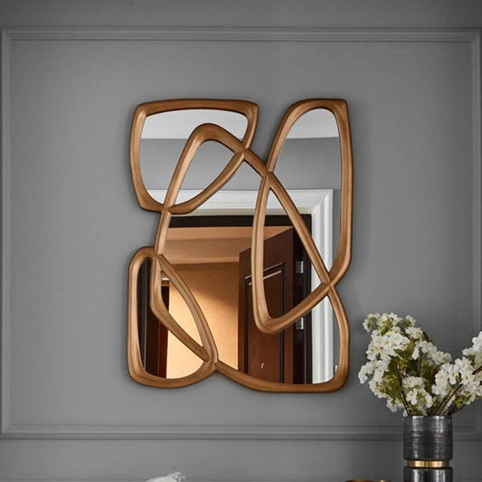 Luxury Wall Decorative Mirrors Wavy Nordic Irregular Gold Decorative Mirrors Large Glass Miroir Mural Room Decoration Aesthetic - Pacisia