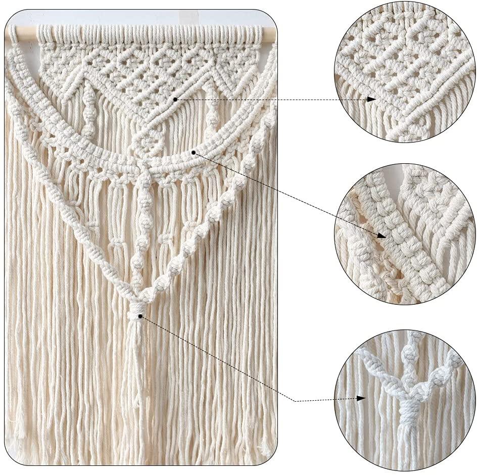 Macrame Wall Hanging Woven Tapestry - Boho Wall Decor With Tassel Handmade Chic Bohemian Wall Art For Home Apartment Dorm Room Decoration Craft - Pacisia