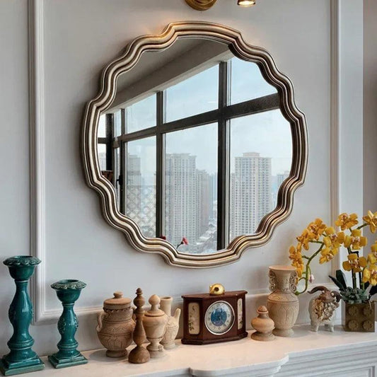 Makeup Aesthetic Mirrors Wall Art Bedroom Bathroom Garden Apartment Hotel Living Room Mirrors Luxury Spiegel Wavy Decoration - Pacisia