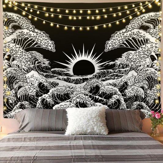 Mandala Tapestry for Home Decor White Black Sun And Moon Tapestry Wall Hanging Gossip Tapestries Bedroom Wall Covering - Pacisia