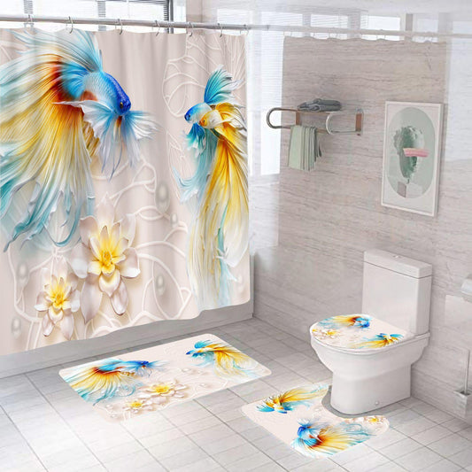 Manufacturers Sell Underwater World Series Waterproof Shower Cloth Digital Printing Bathroom Shower Curtain Four Sets Wholesale - Pacisia