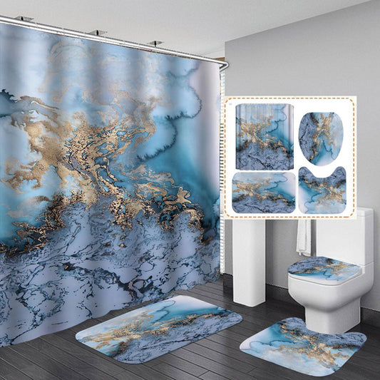 Marble Texture, Printed Polyester, Waterproof Shower Curtain Set - Pacisia