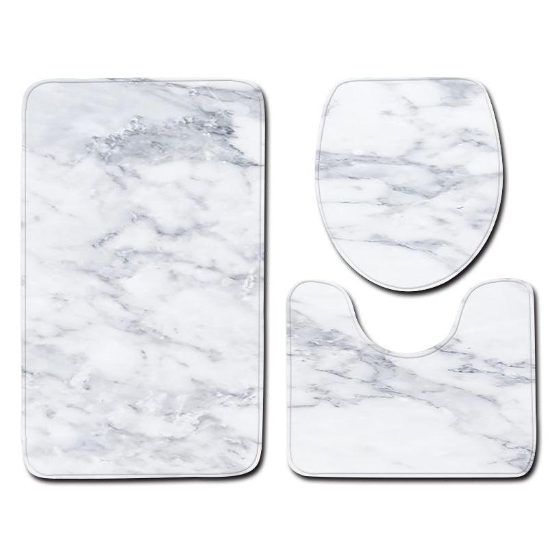 Marble Toilet Three-Piece Floor Mat Door Mat Bathroom Carpet - Pacisia