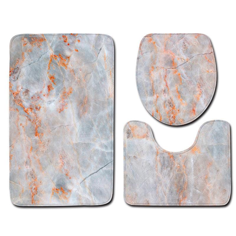 Marble Toilet Three-Piece Floor Mat Door Mat Bathroom Carpet - Pacisia