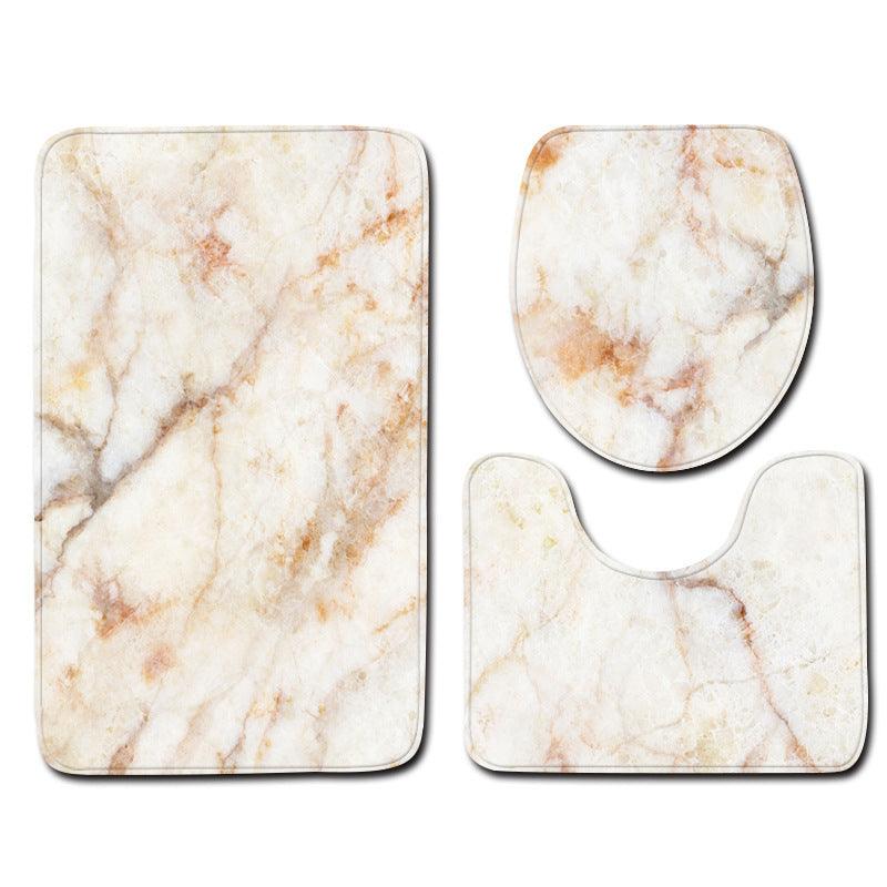 Marble Toilet Three-Piece Floor Mat Door Mat Bathroom Carpet - Pacisia
