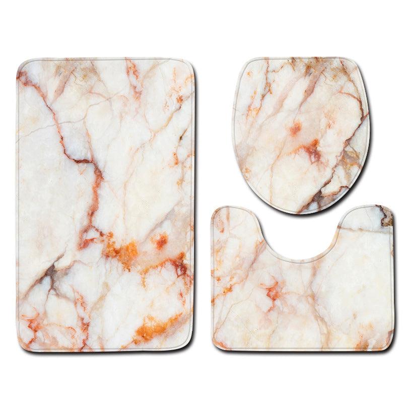 Marble Toilet Three-Piece Floor Mat Door Mat Bathroom Carpet - Pacisia
