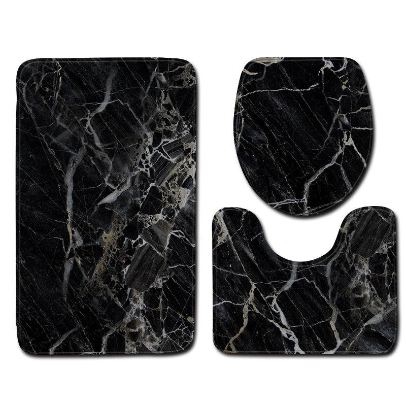 Marble Toilet Three-Piece Floor Mat Door Mat Bathroom Carpet - Pacisia