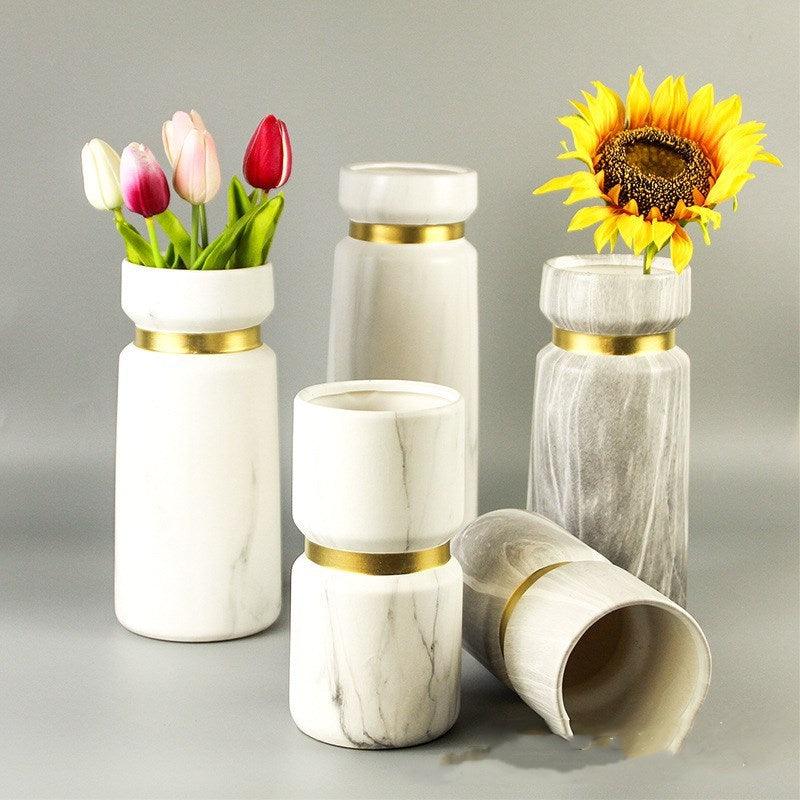 Marbled Ceramic Vase Modern Creative Simple Flower Device - Pacisia