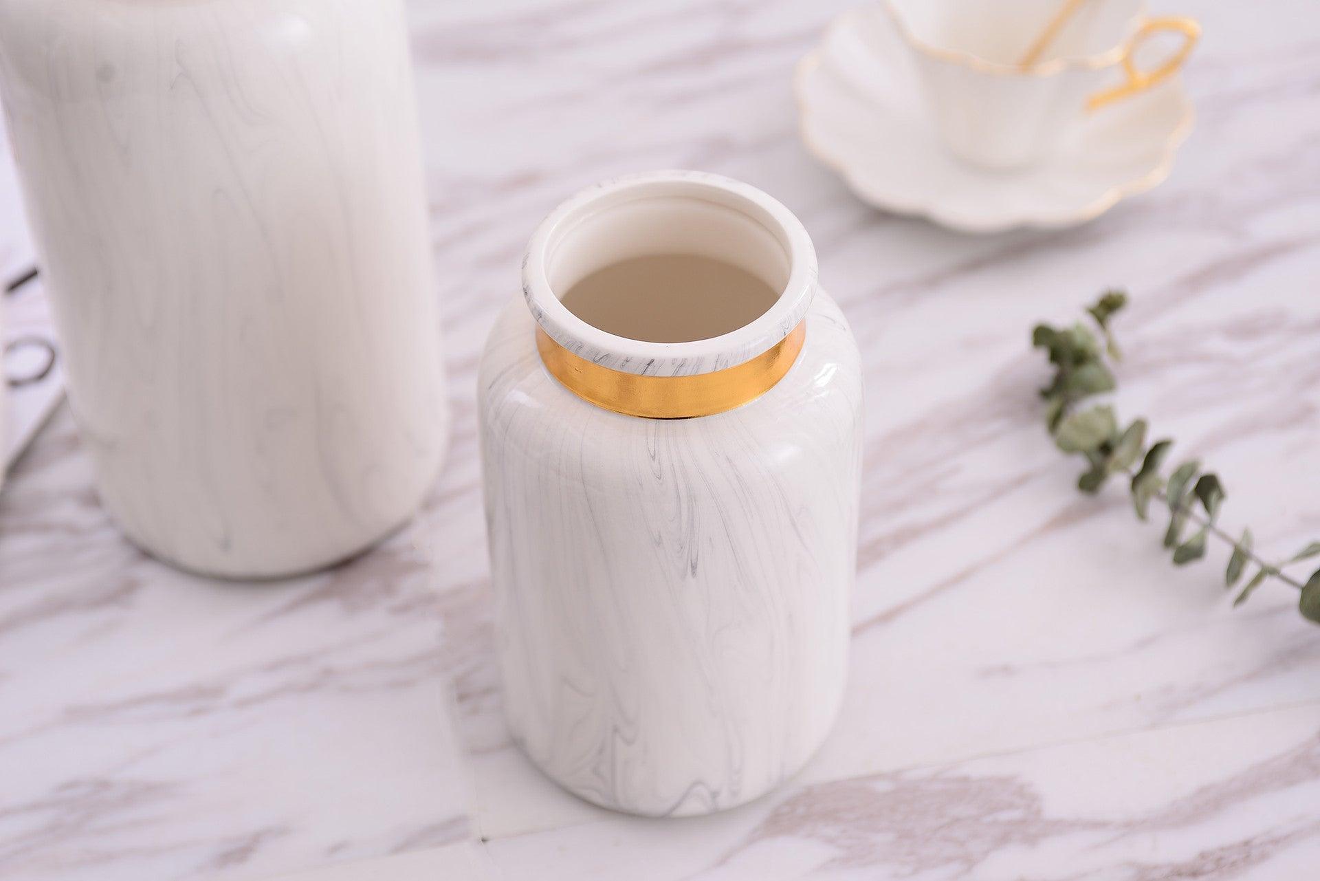 Marbling Golden Ceramic Vase Flower Home Decorative Crafts Home Ornament - Pacisia